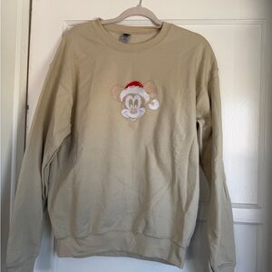 Mickey Disney Beige Sweater with Embroidered Character